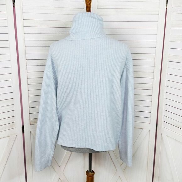 H&M Oversized Ribbed Cowl Neck Sweater Powder Blue Medium - Picture 4 of 12